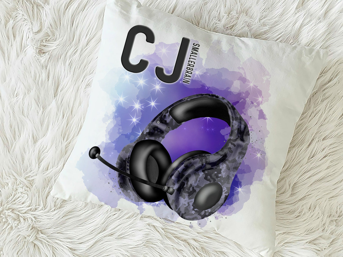 Gamer headset cushion with name