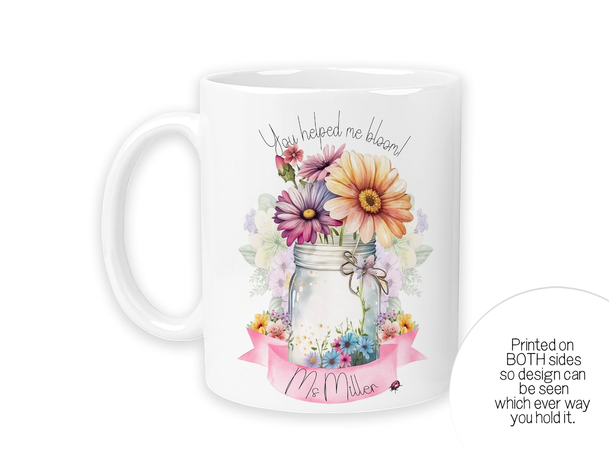 Printed on both sides so design can be seen whichever way you hold it.