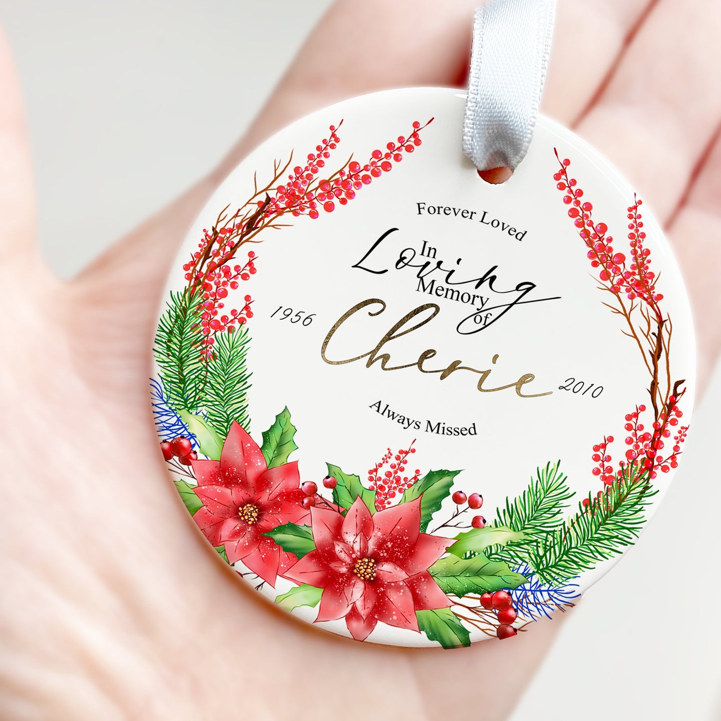 Personalised Mum Memorial Bauble: In Loving Memory Parent, Dad Christmas Tree Ornament