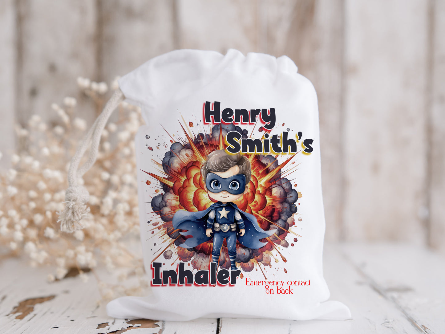 Personalized Superhero Asthma Inhaler Bag: Medical Alert Kids Travel Accessory