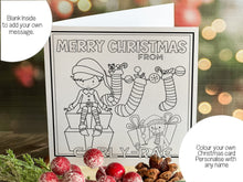 Load image into Gallery viewer, Clour your own christmas card personalised with any names 

Blank inside to add your own message
