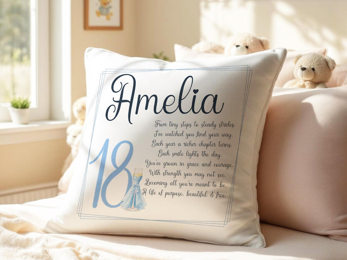 Personalised 18th birthday Cushion, 21st present ideas for bestie / sister, custom name pillow
