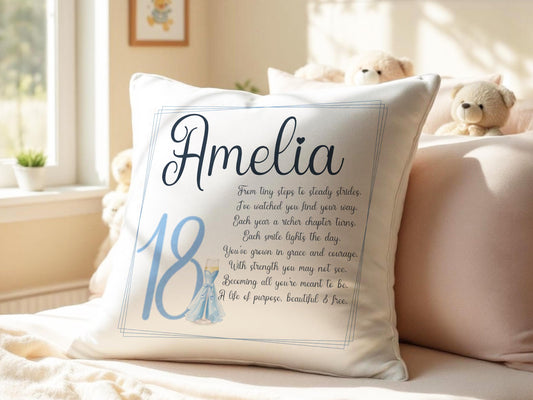 Personalised 18th birthday Cushion, 21st present ideas for bestie / sister, custom name pillow
