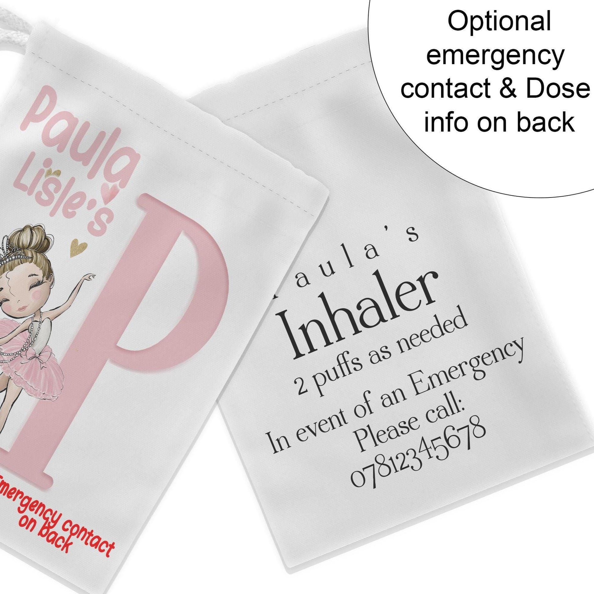 Choose to have emergency contact and dose information on the back.