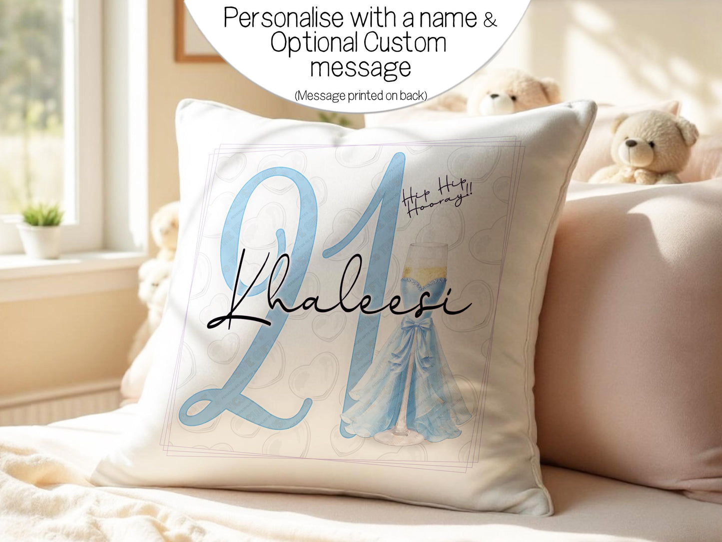 Personalised Cushion: 21st birthday present ideas for bestie / sister, custom name pillow Milestone Keepsake