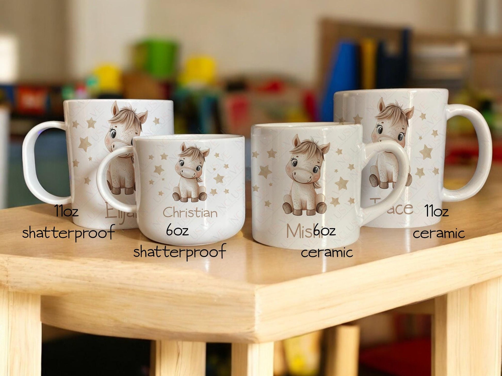 You will find options for both shatterproof and standard ceramic cups in the listing just make the choice before adding to your cart. Get a matching set for the whole family!