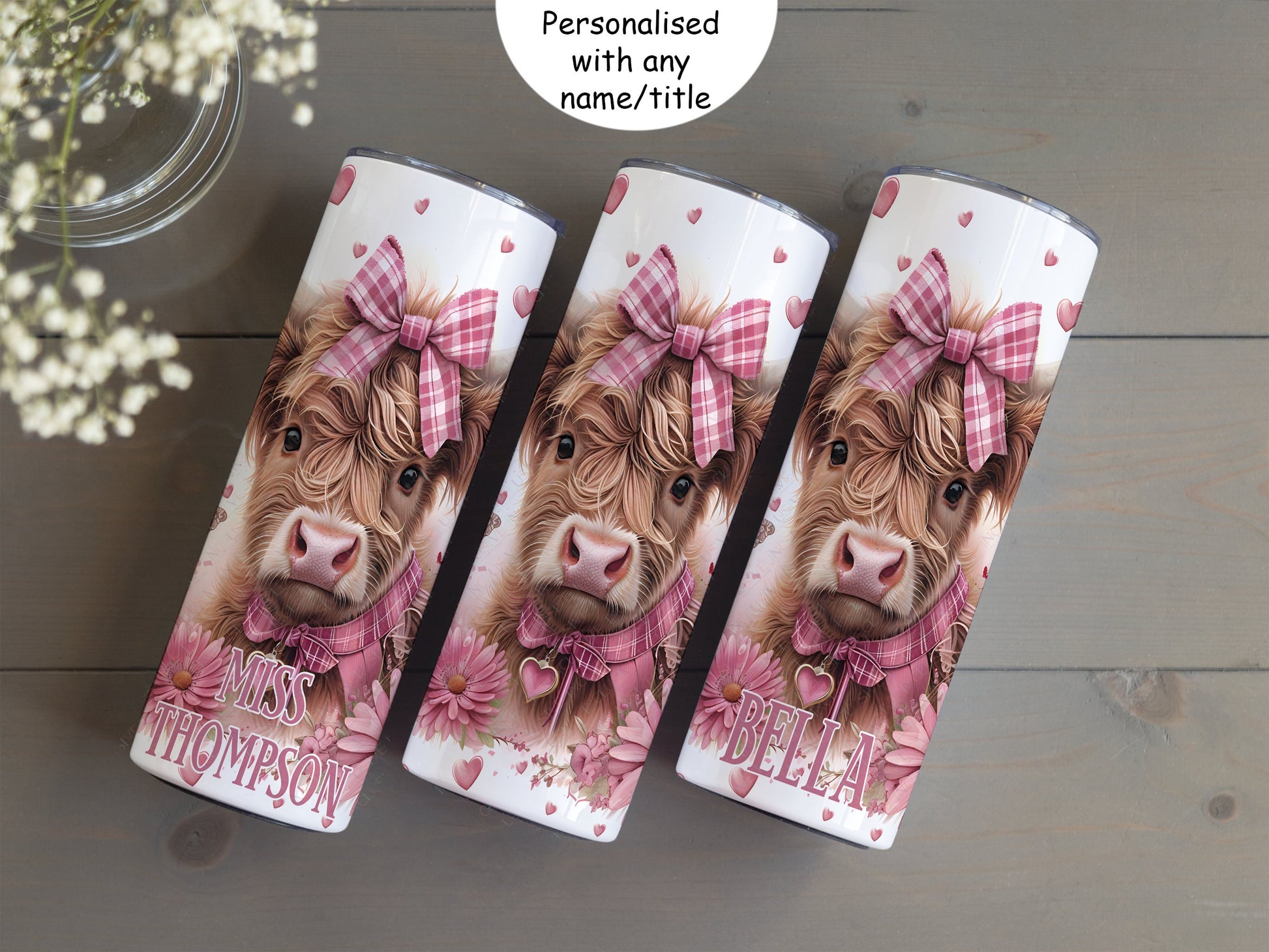 Personalise your tumbler with any name or title.