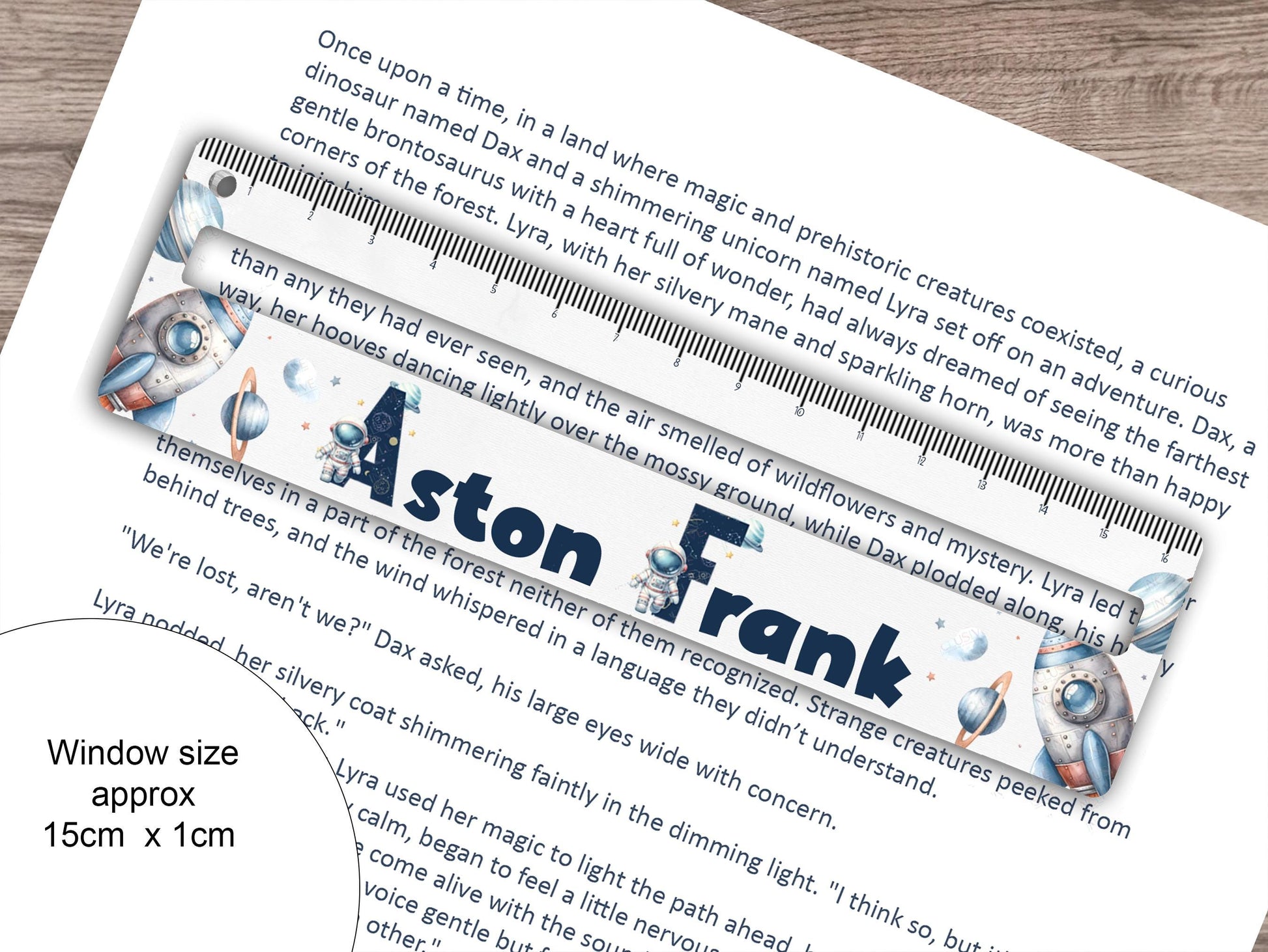 Text highlighter window is approximately 15 long by 1 cm high. allowing for a maxium of two lines of size 12 text to appear in the window. Larger fonts will reduce the text visible.