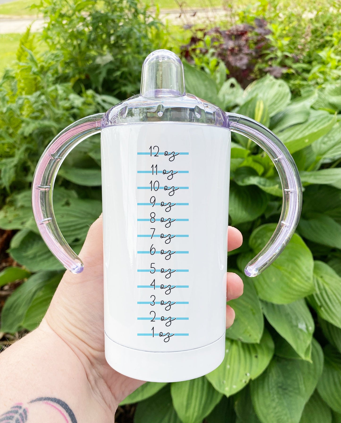 Adult Sippy Cup: Stainless steel Floral Wreath Tumbler, Adaptive Mug for disabled, Dementia & Elderly