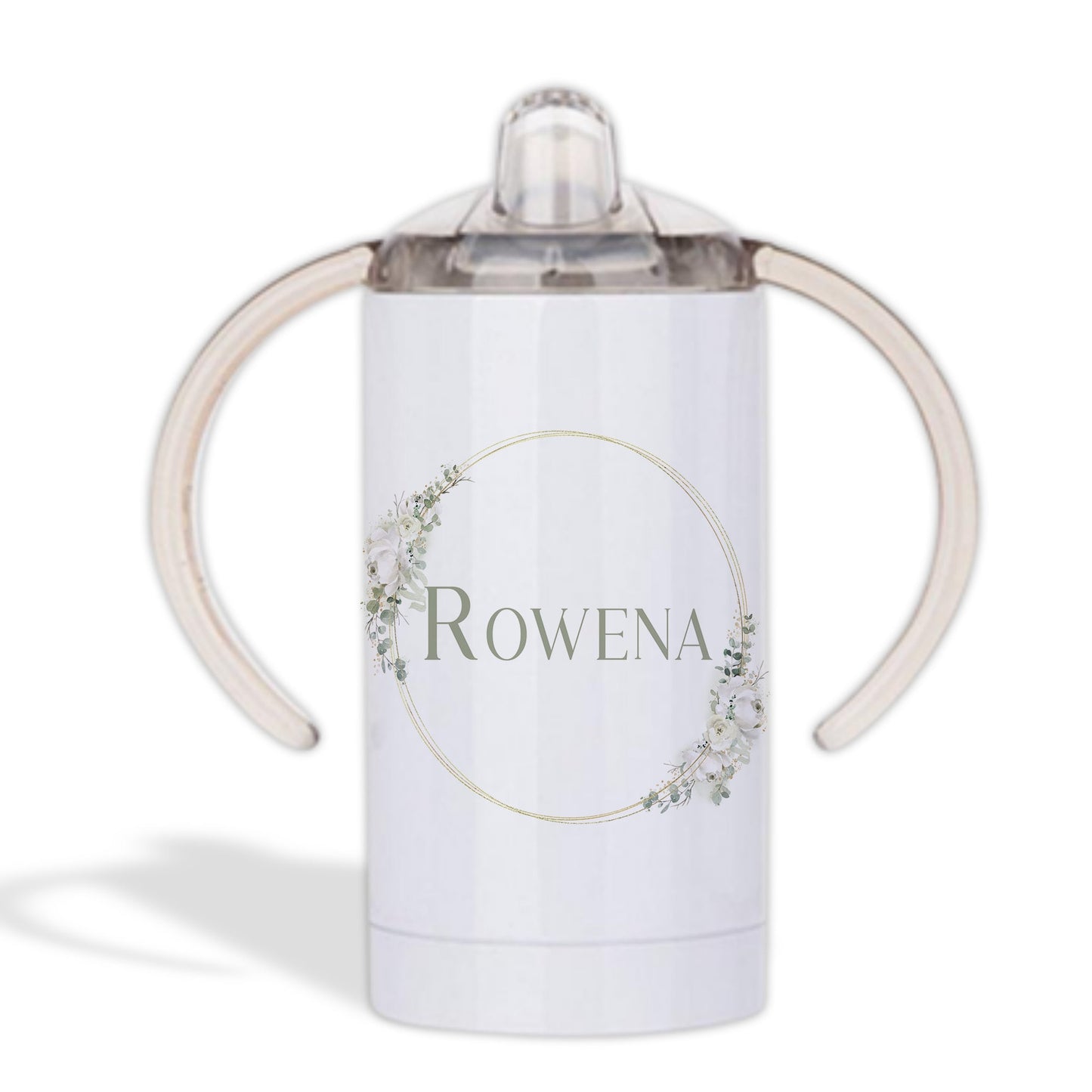 Adult Sippy Cup: Stainless steel Floral Wreath Tumbler, Adaptive Mug for disabled, Dementia & Elderly