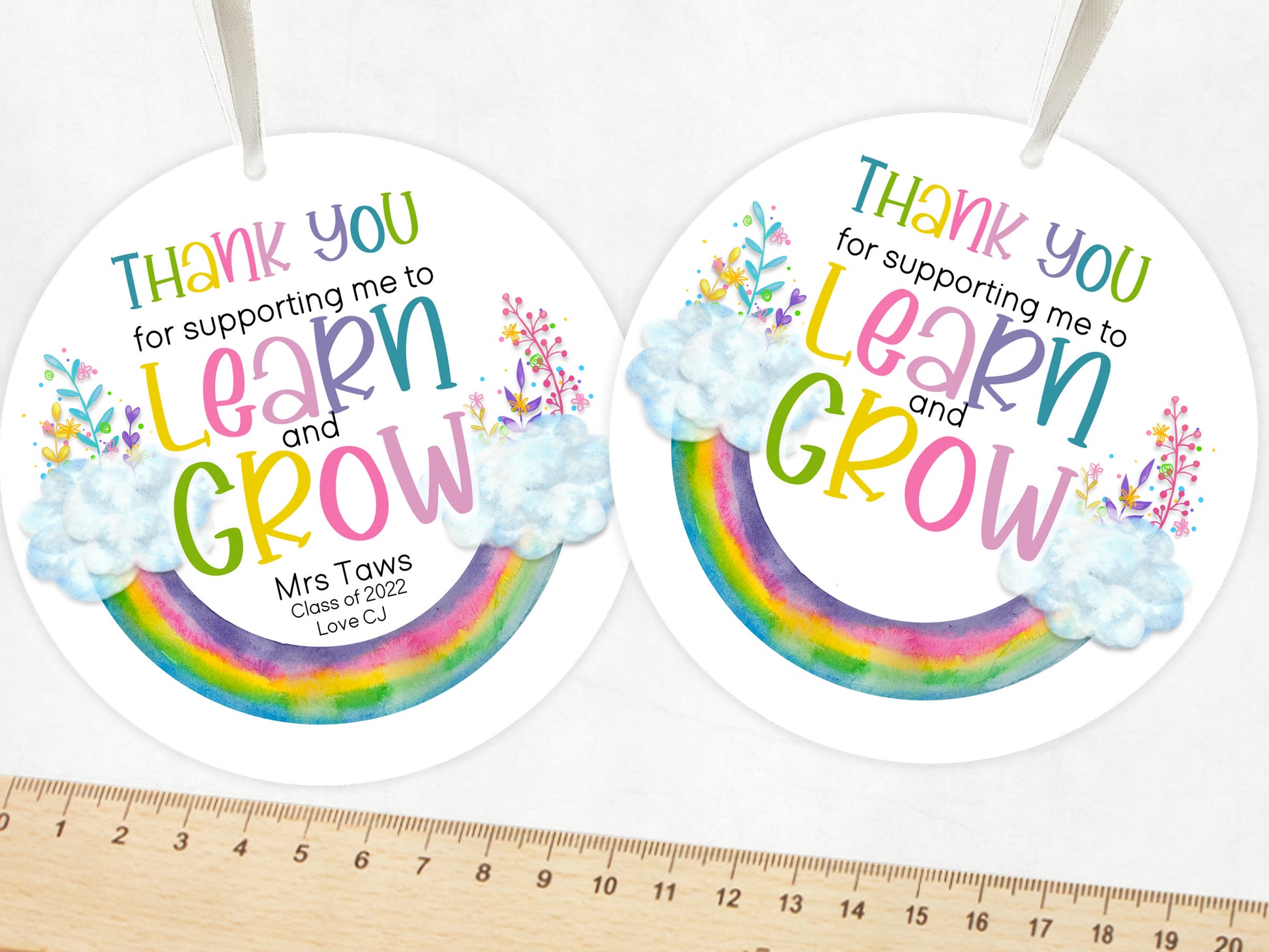 10 cm round Acrylic Thank you gift with Ribbon 

Thank you for supporting me to learn and grow with a floral rainbow. 

Available with or without personal message