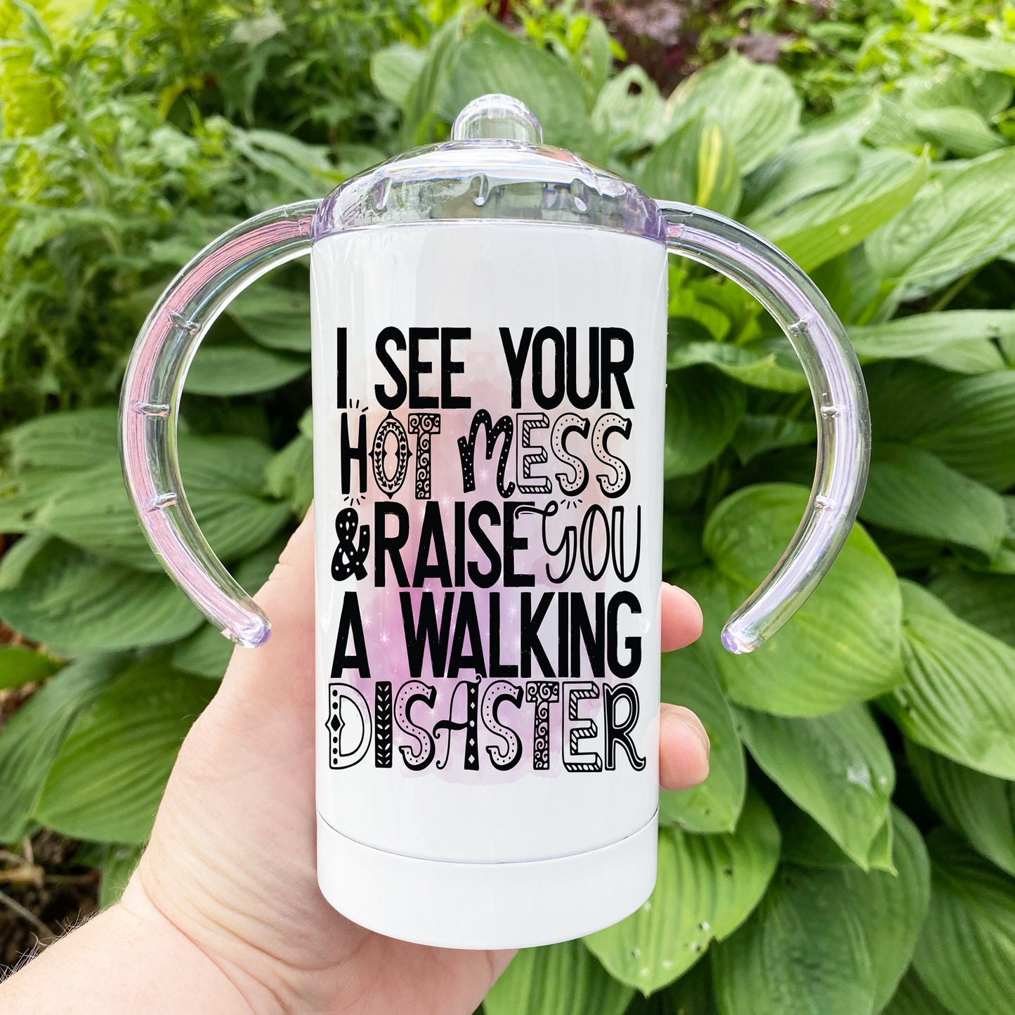 Adult Sippy Cup: Floral Stainless steel Adaptive 2 handle Mug for disabled, Dementia & Elderly