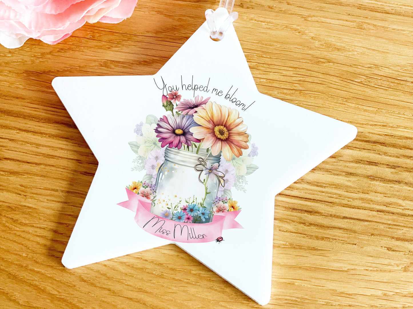 Teacher Appreciation Gift, Floral Acrylic Ornament, End of Year Present