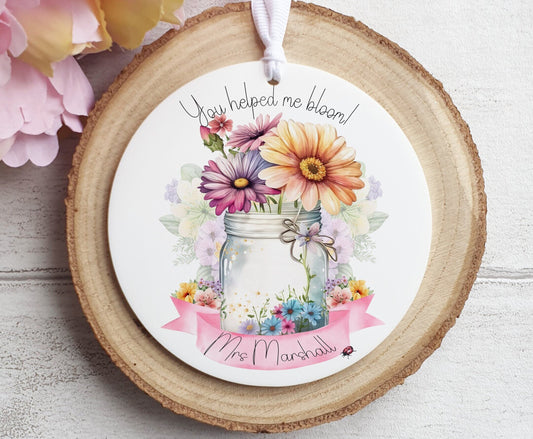 Teacher Appreciation Gift, Floral Acrylic Ornament, End of Year Present
