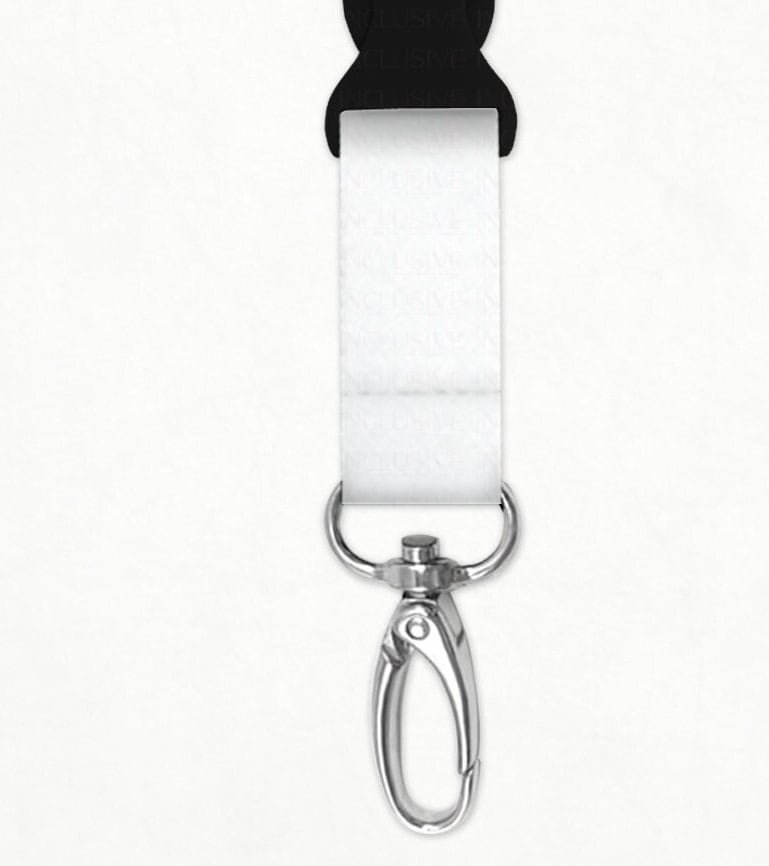 Lanyard is finished with a push style crocodile clip fastening easy to open and secure when closed. Joined to the main part of the lanyard with a pinch clip.