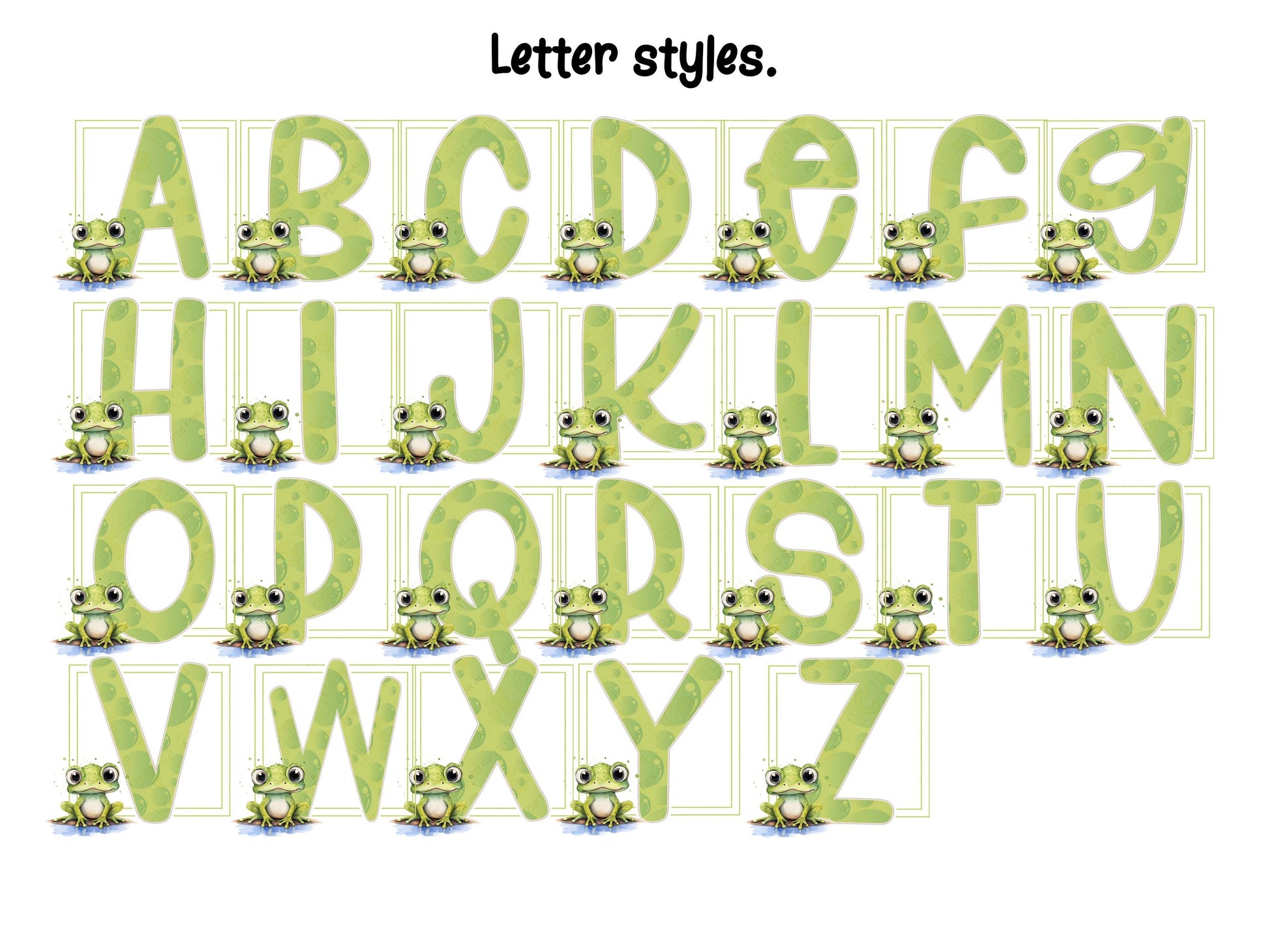 Image showing the shape and style of the letters in this design. This particular design uses a mix of upper and lowercase letters all capitalized in design size.