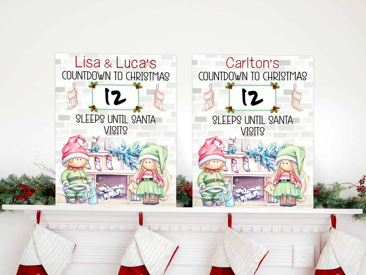 Aluminum dry wipe advent countdown with Dry wipe marker. 

Choice of Santa or father Christmas wording 
Personalised with any name.