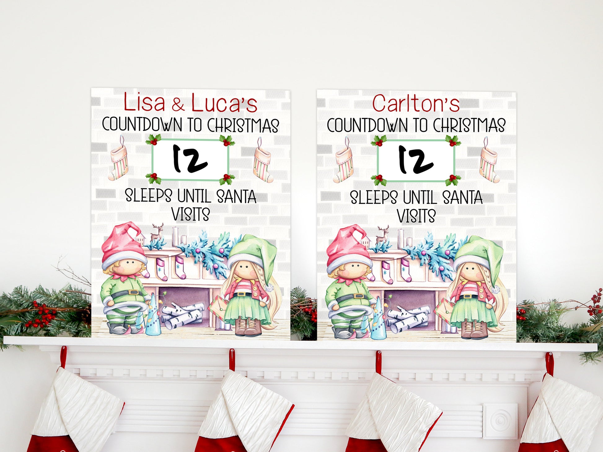 Aluminum dry wipe advent countdown with Dry wipe marker. 

Choice of Santa or father Christmas wording 
Personalised with any name.
