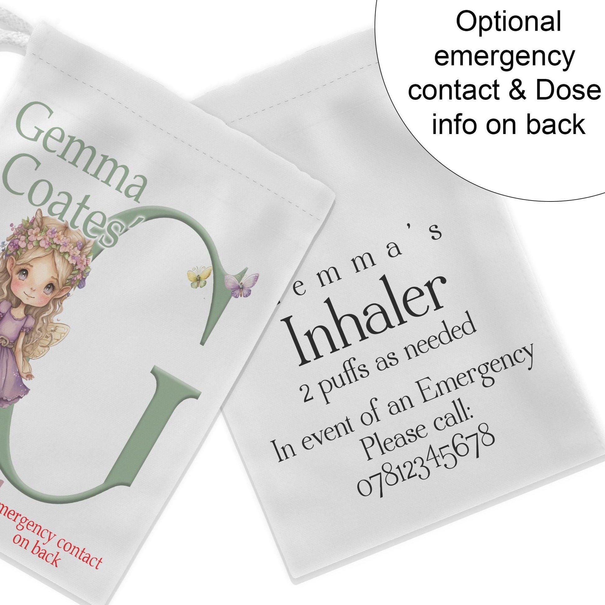 Emergency Contact details and usage instructions can be added to the bag for ease of use when needed