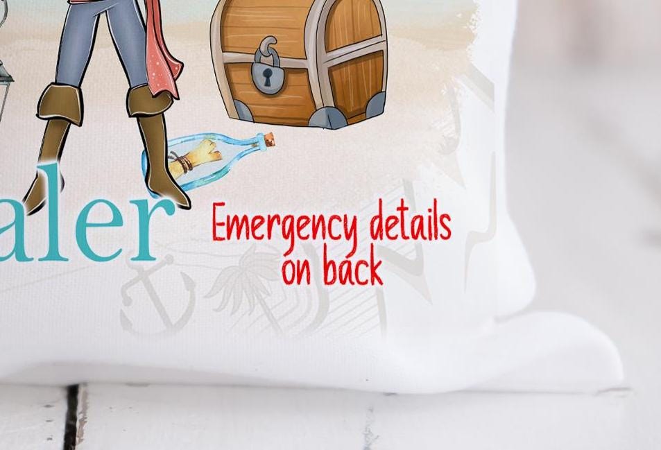 Clearly indicate on the front if there are emergency information details on back. Printed in chunky letters and vibrant Red guaranteed to stand out.