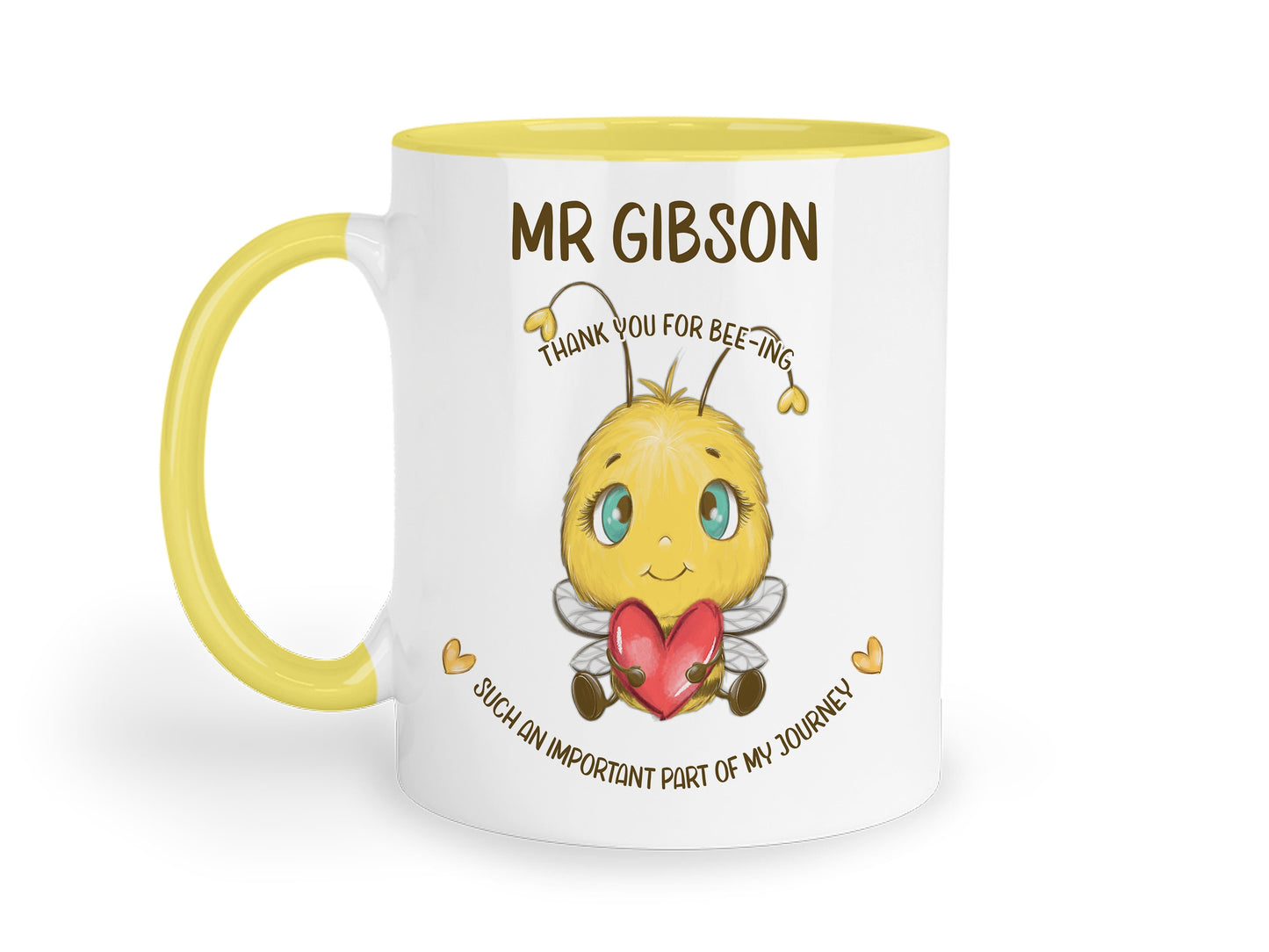 Personalised Bee Teacher Mug: Appreciation Gifts for Head, Senco or support worker presents