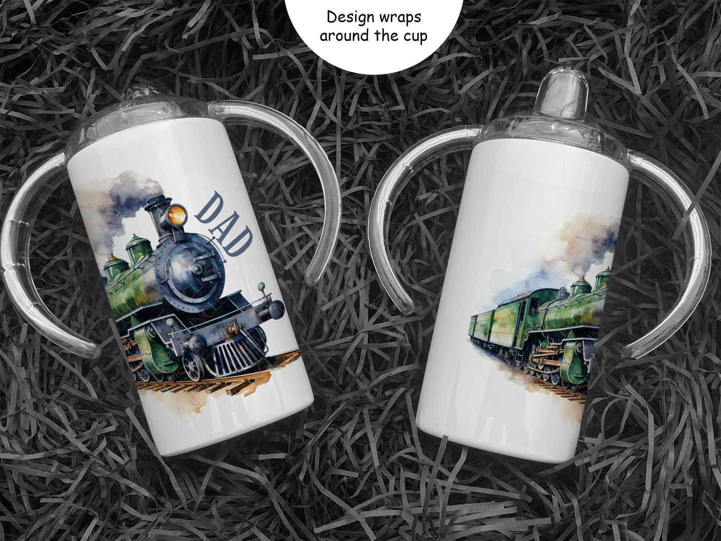 Printed design wraps around the cup giving a beautiful  print