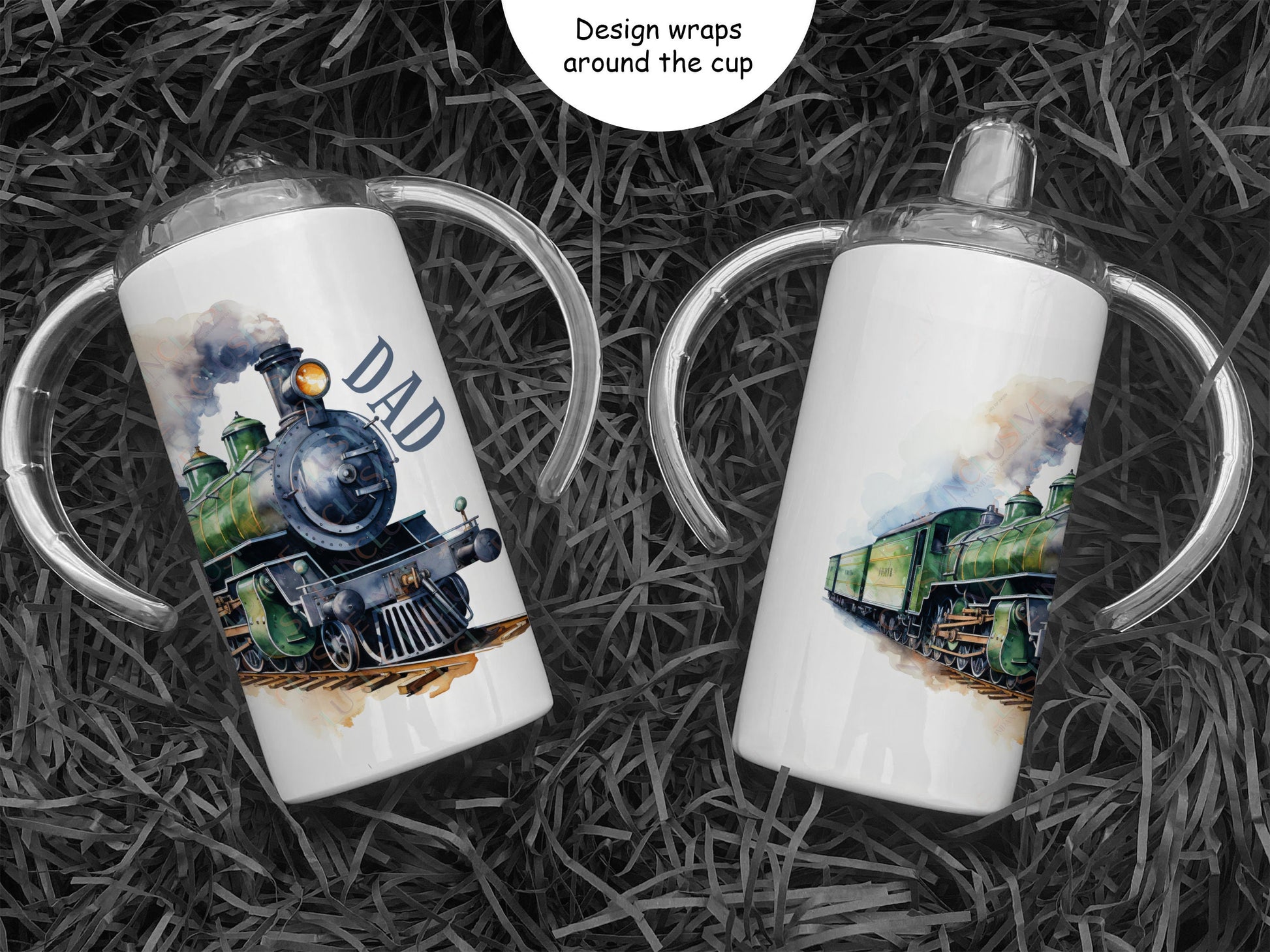 Printed design wraps around the cup giving a beautiful  print
