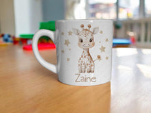 Load image into Gallery viewer, Small 6 oz ceramic mug is the perfect size for older kids as they grow and develop.
