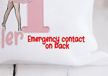 Load image into Gallery viewer, Clearly indicate on the front if there are emergency information details on back. Printed in chunky letters and vibrant Red guaranteed to stand out.

