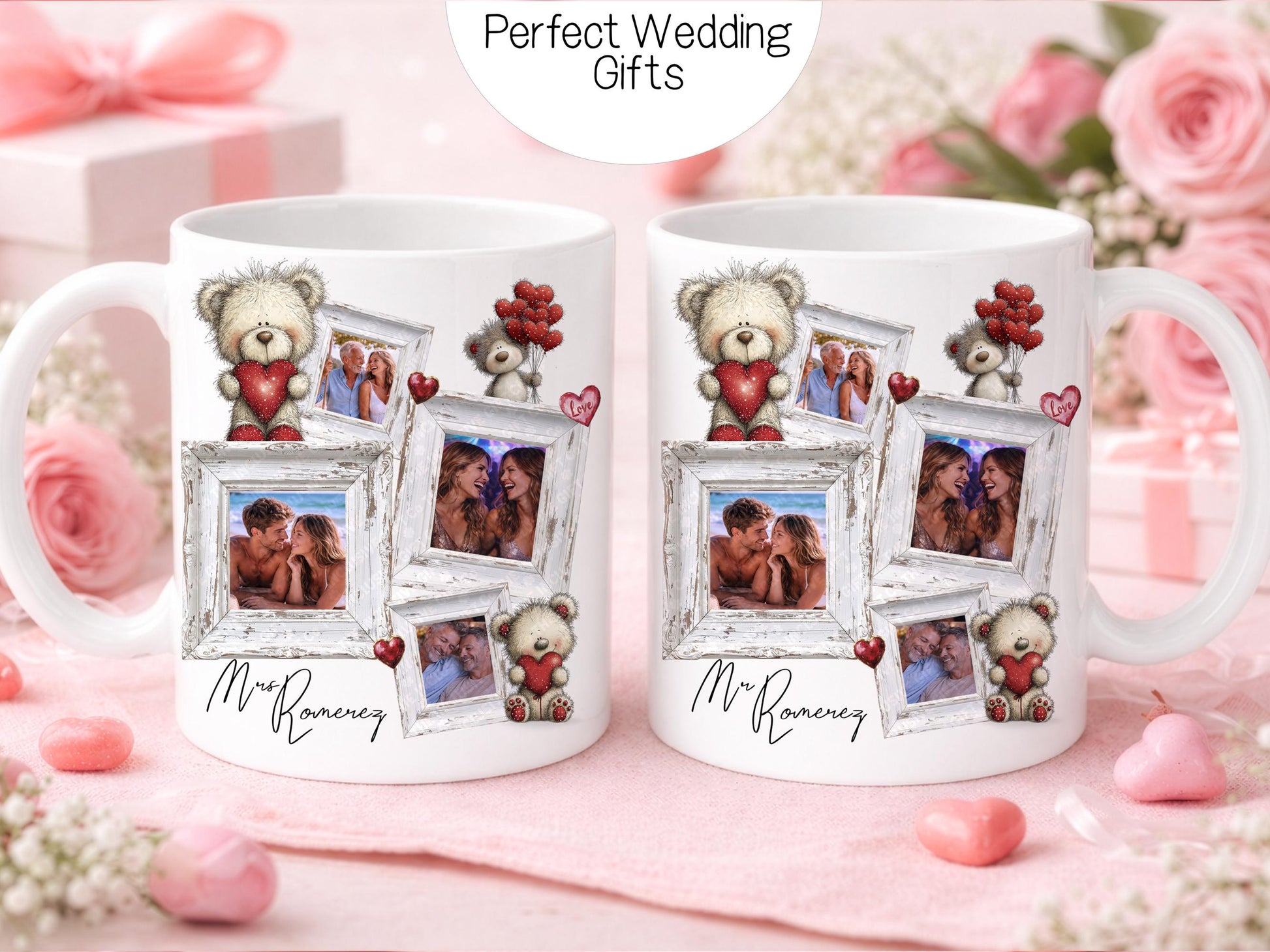 The mugs make perfect wedding gifts.