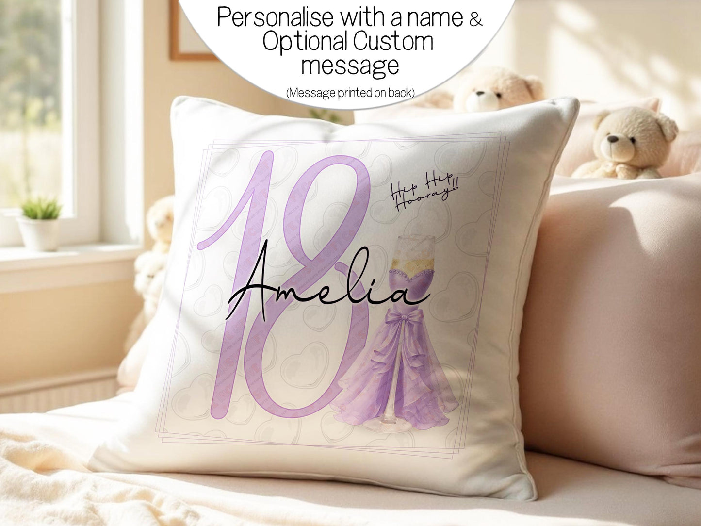 Personalised 18th birthday Cushion, present ideas for bestie / sister, Milestone Keepsake