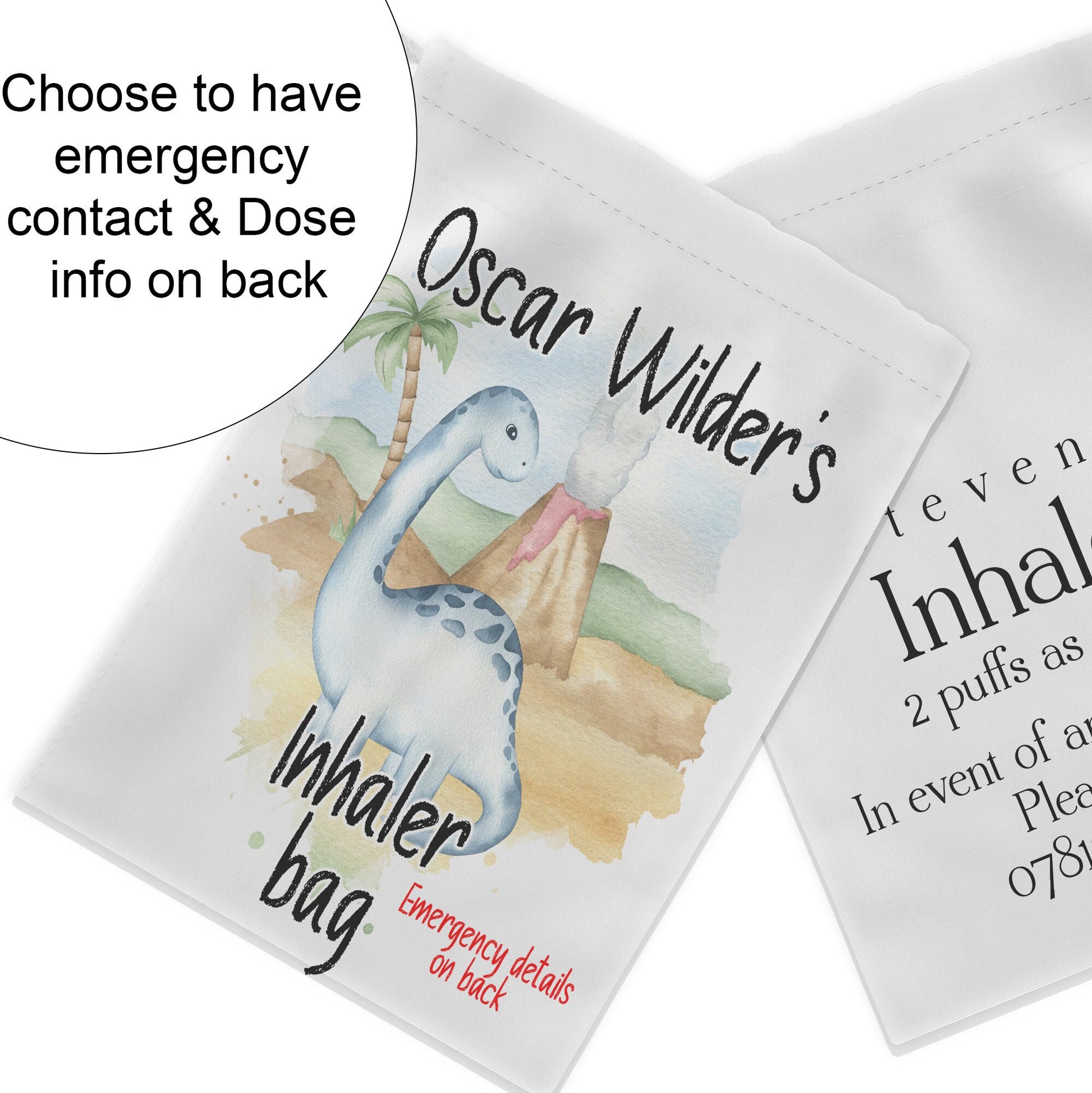 Choose to have emergency contact and dose information on the back.