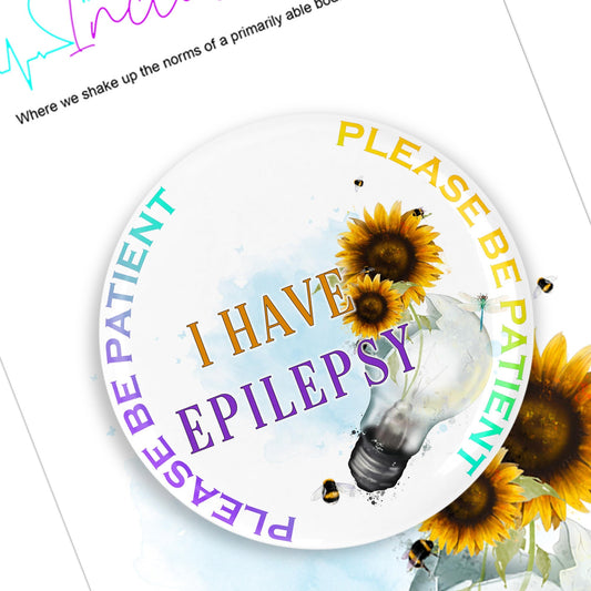 Epilepsy Awareness Pin Badge: Sunflower Design, Hidden Disability