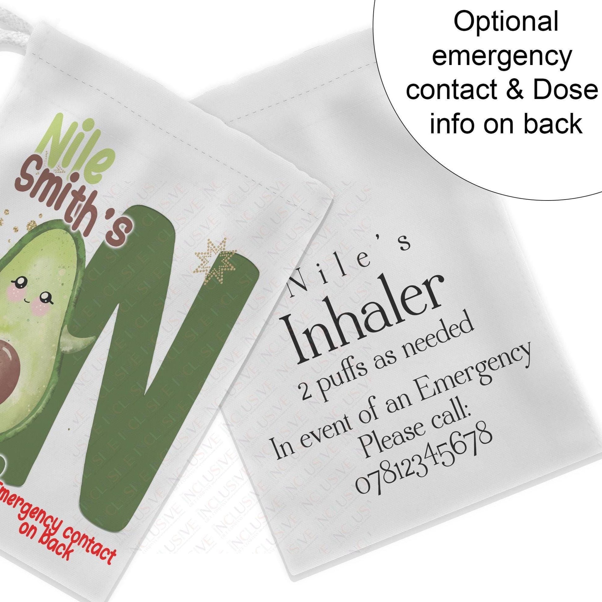 Choose to have emergency contact and dose information on the back.