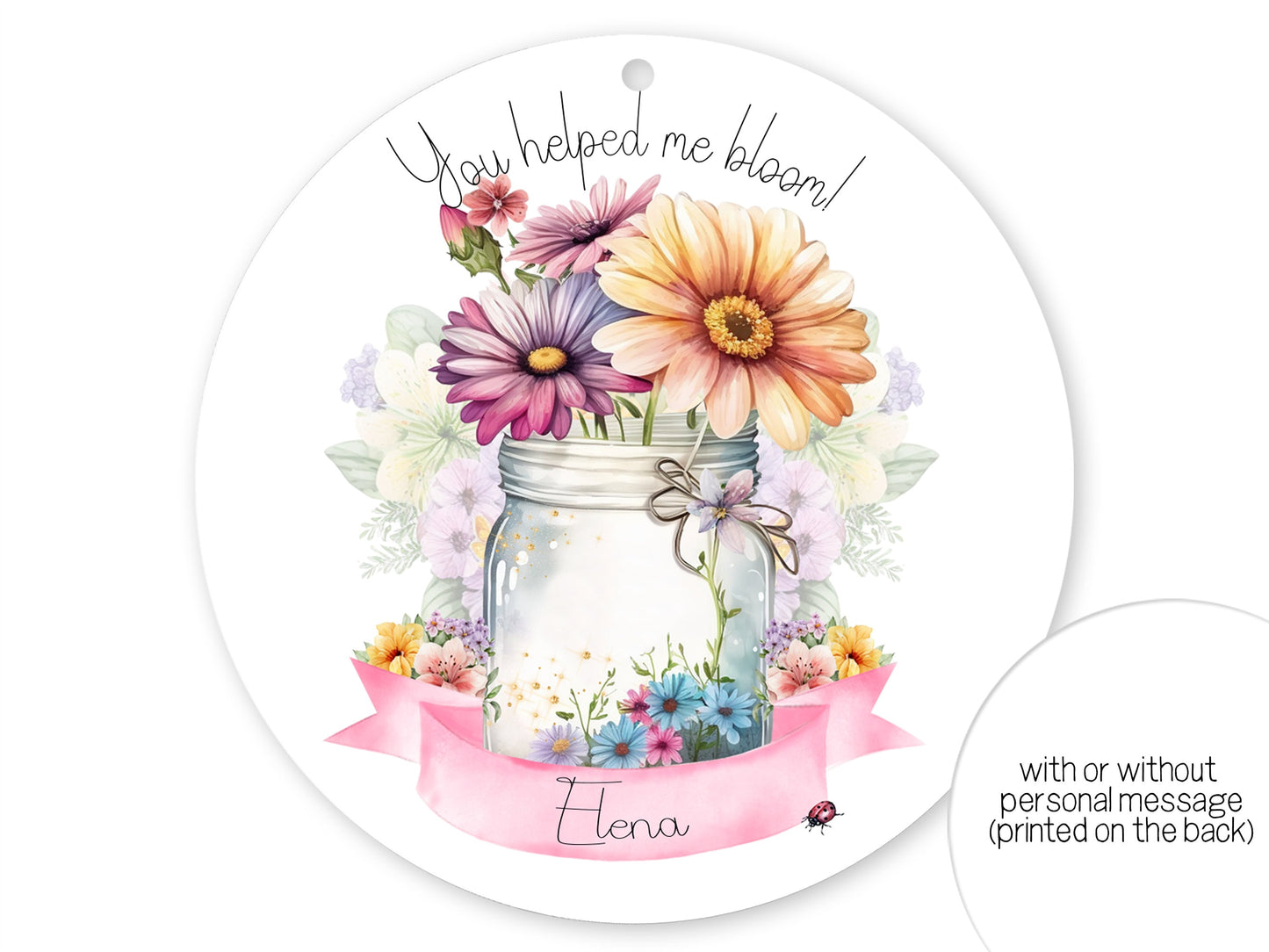 Teacher Appreciation Gift, Floral Acrylic Ornament, End of Year Present