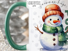 Load image into Gallery viewer, Close up of the Green handle and rim version of this mug highlight the large spacious handle making it easy to grip for kids and adults alike.
