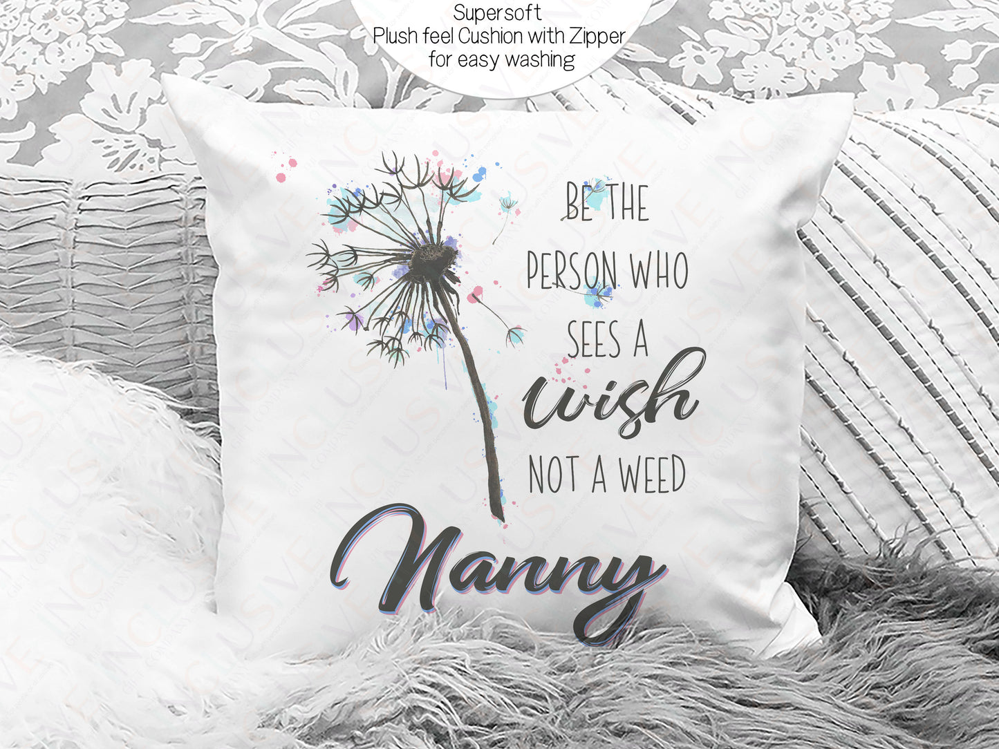 Supersoft Plush feel cushion with zipper for easy washing