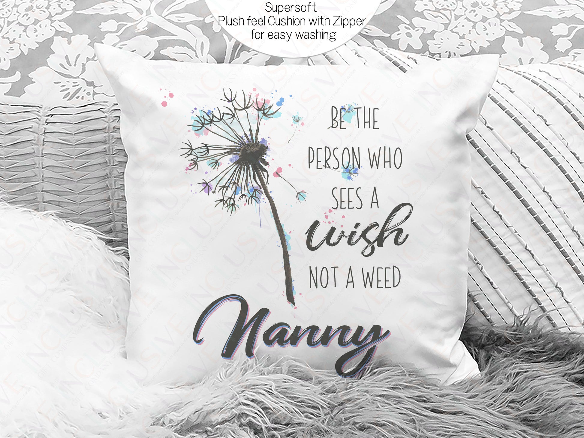 Supersoft Plush feel cushion with zipper for easy washing