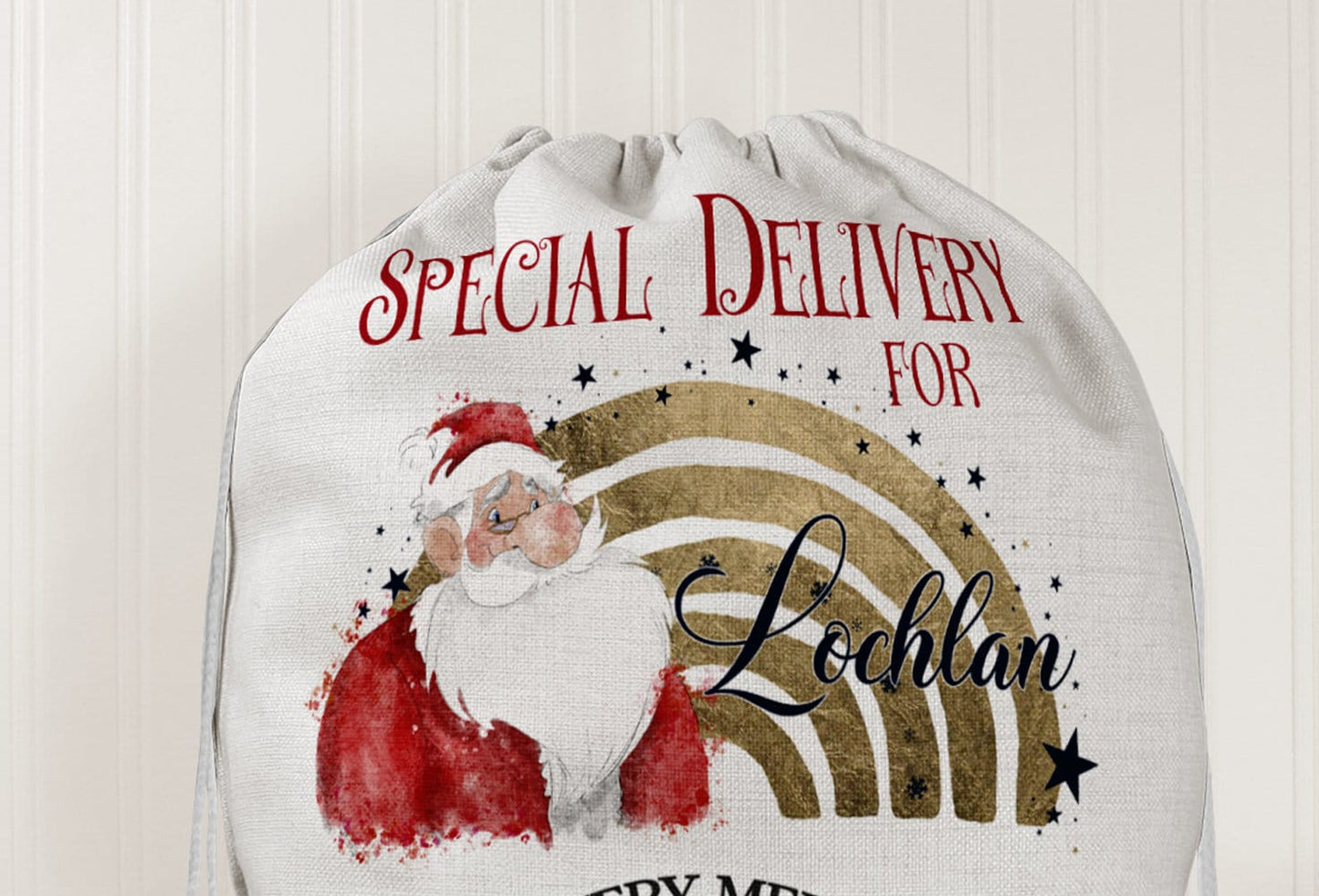 Personalised Christmas Stocking: Large Santa Sack, add any name.