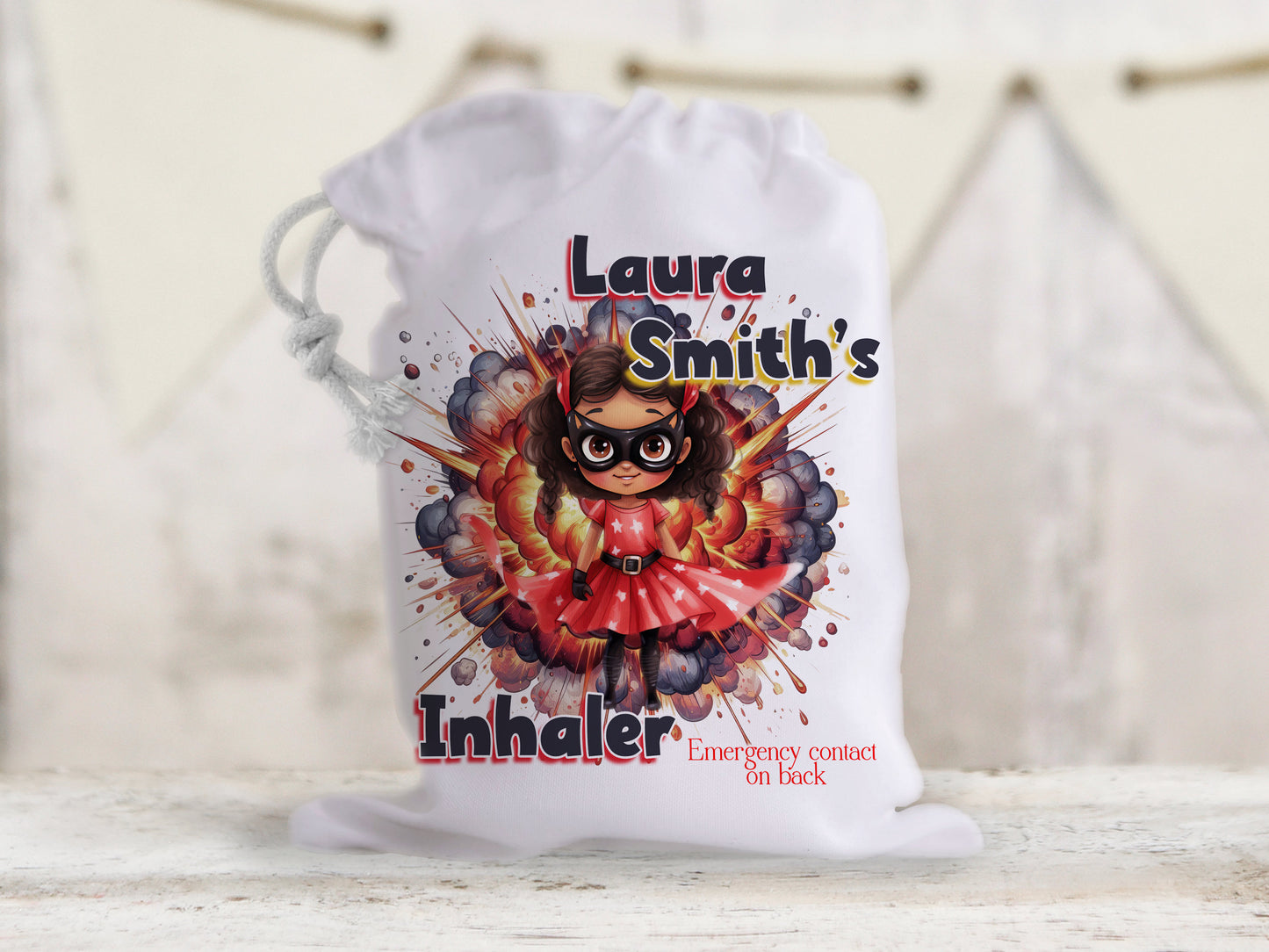 Personalized Superhero Asthma Inhaler Bag: Medical Alert Kids Travel Accessory