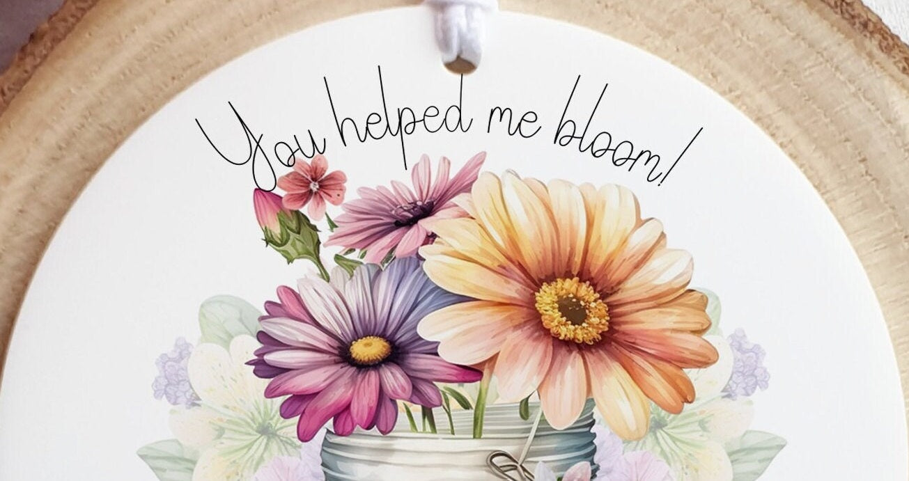 Teacher Appreciation Gift, Floral Acrylic Ornament, End of Year Present