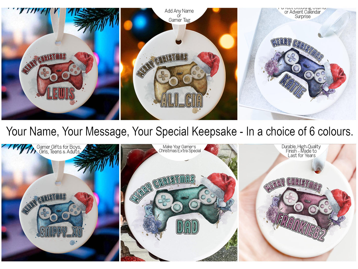 Personalised bauble: Gaming Christmas tree decoration, Custom Gamer gift