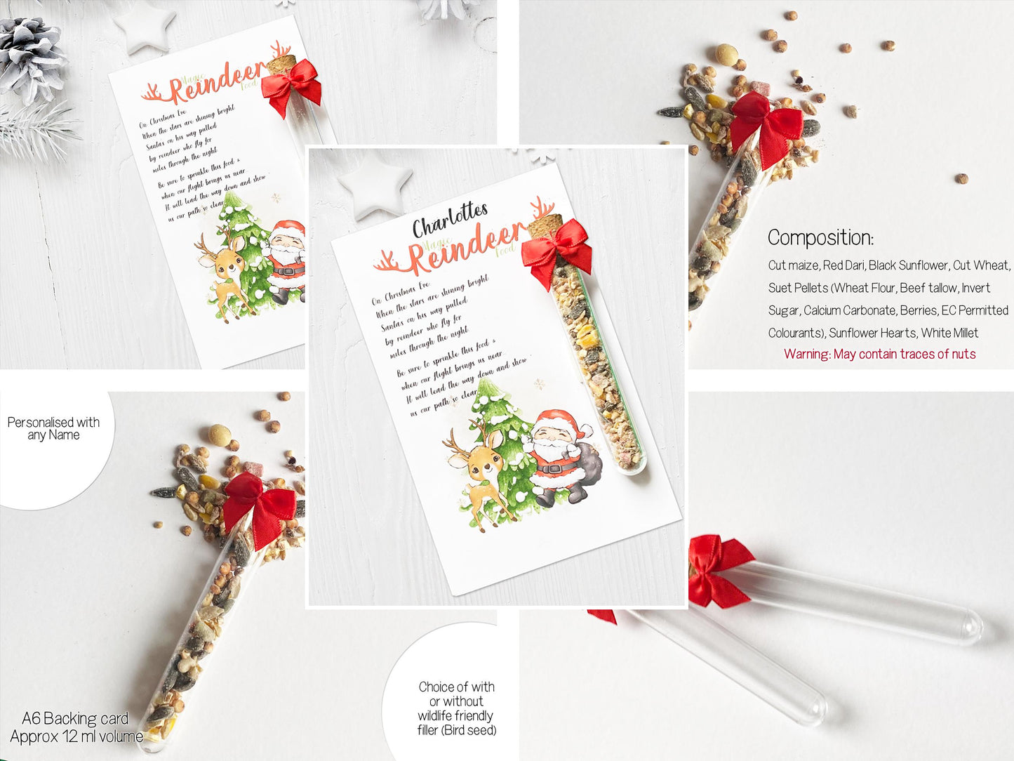 Personalised Reindeer Food: Christmas Eve Box Filler, Wildlife Friendly Magic Dust, North Pole