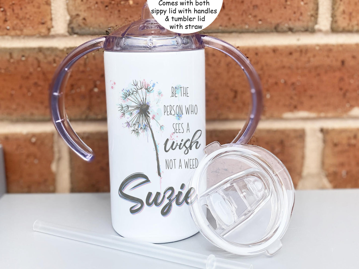 Adult Sippy Cup: Dandelion two handle stainless steel Mug for disabled, Dementia & Elderly women