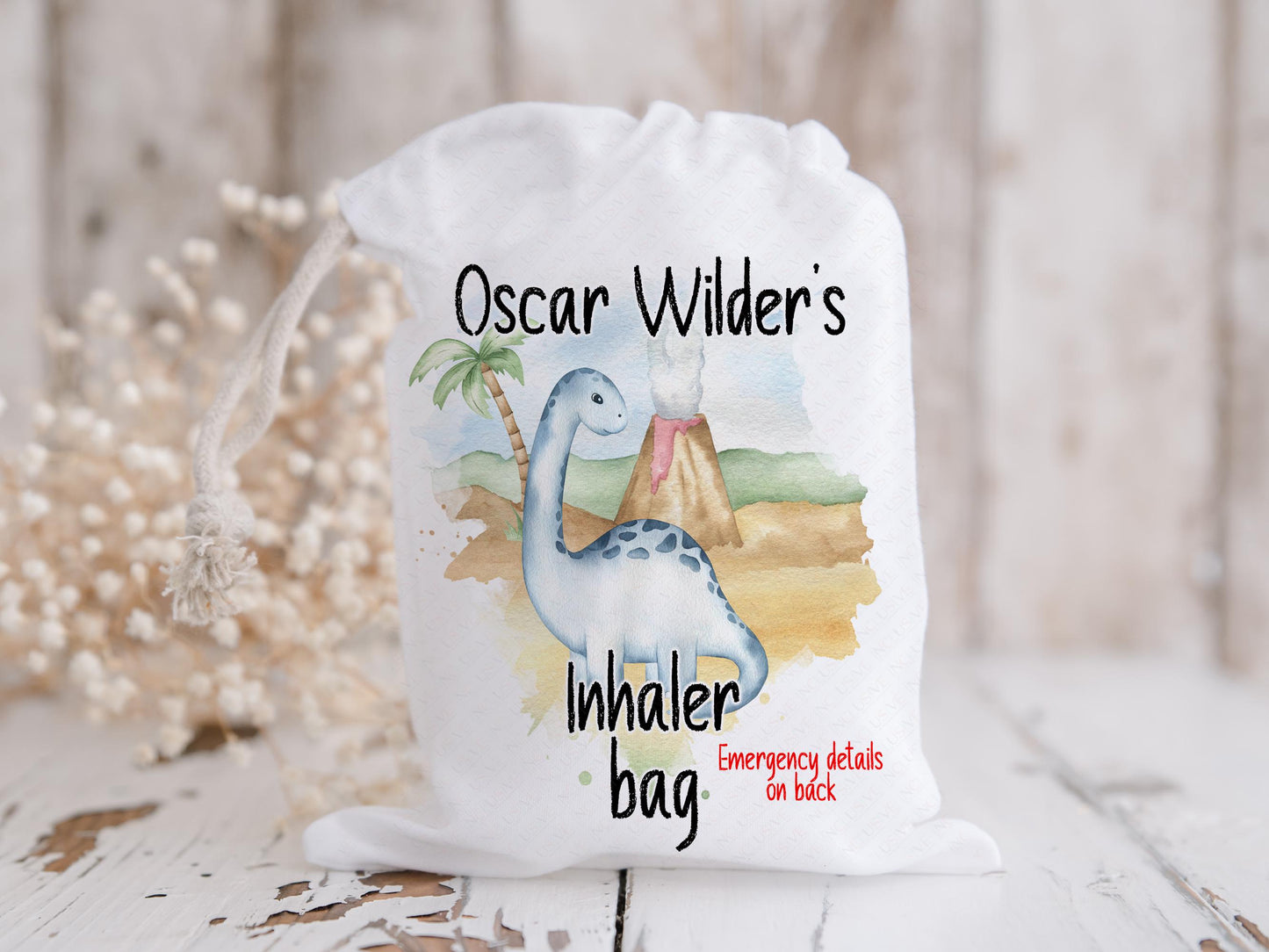 Personalised Dinosaur Asthma Inhaler Bag: Kids Medical Travel Accessories