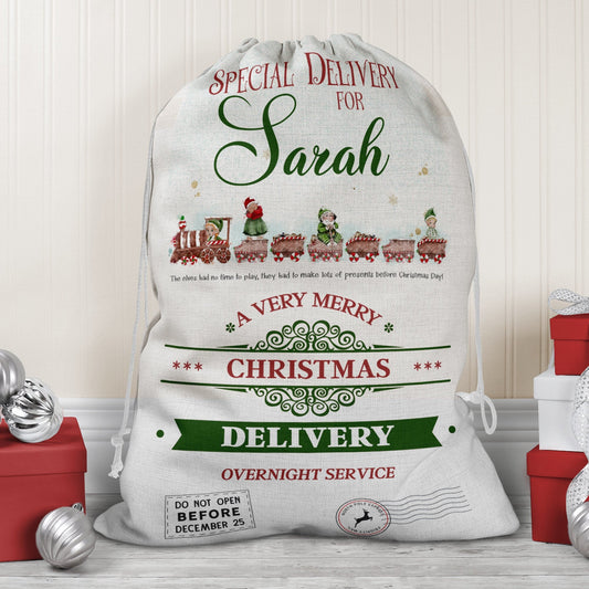 Personalised Linen Santa Sack, Extra Large Christmas Gift Bag