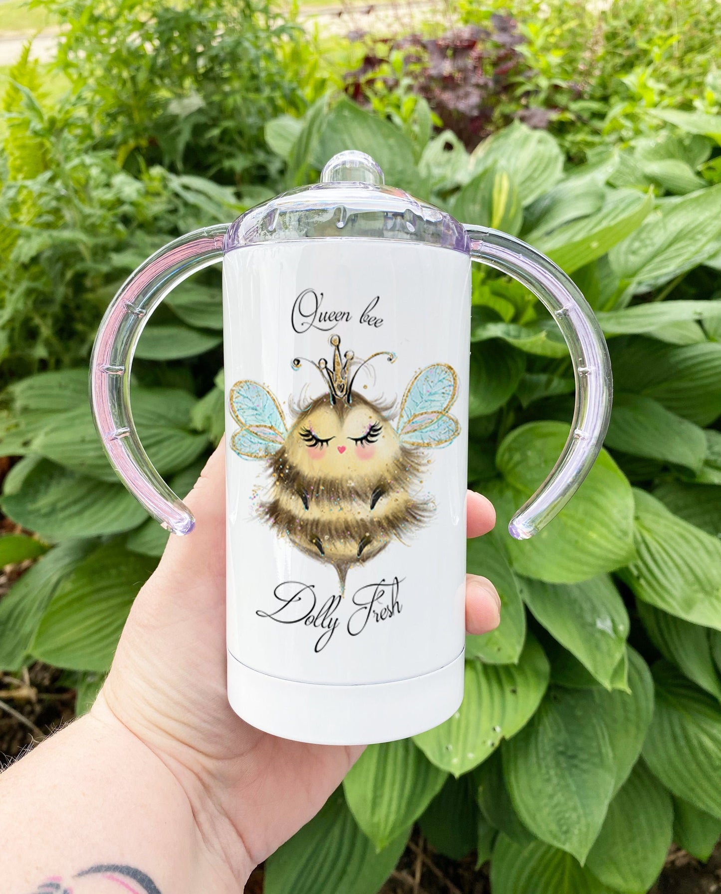 Adult Sippy Cup: Stainless steel Queen Bee Tumbler, Adaptive Mug for disabled, Dementia & Elderly