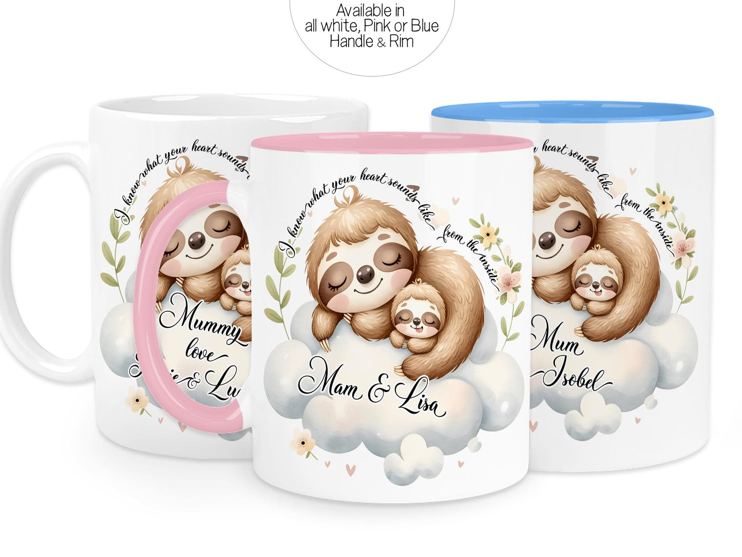 Choice of 3 handle rim and Inner colours.

All white, Pink or Blue