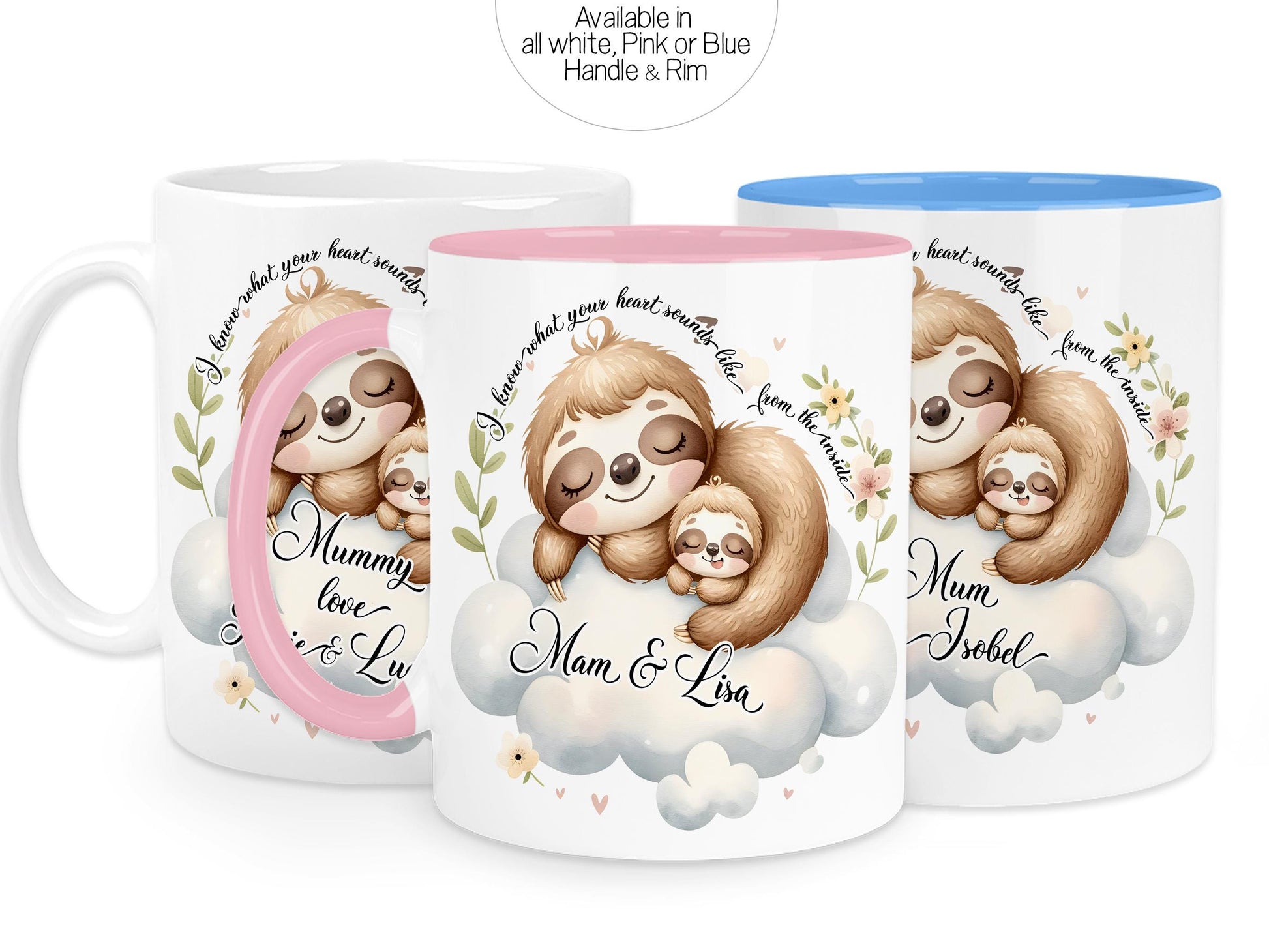 Choice of 3 handle rim and Inner colours.

All white, Pink or Blue