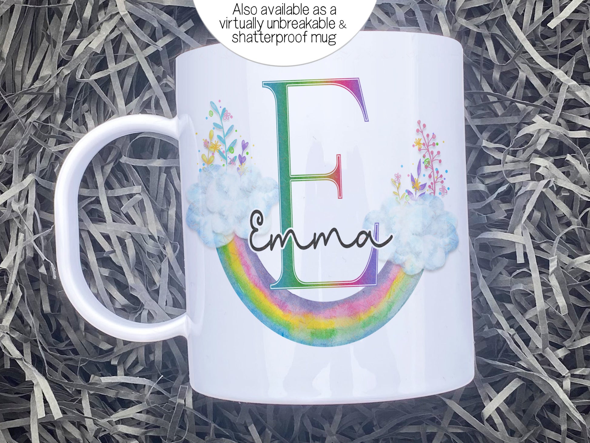 Also available in an all white unbreakable polymer mug for younger children and people with disabilities.